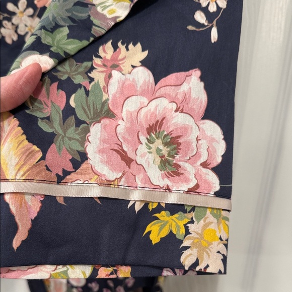 Papinelle Navy Floral Pajama Top with Pink and Yellow Accents - Picture 5 of 10